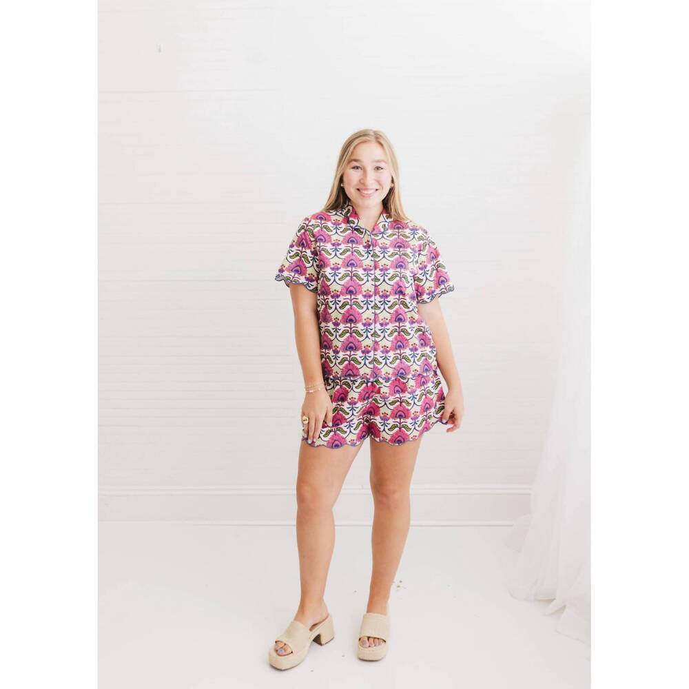 NEW HEART OF GRACE henley pajama short set in primrose